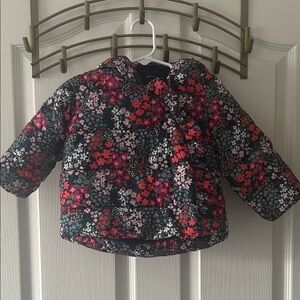 GAP Floral Puffer Jacket - Pink and Black